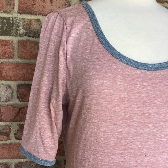 LuLaRoe Nicole Dress XXL New With Tags! Heathered Pink & Grey Blue Ringer - Picture 6 of 9